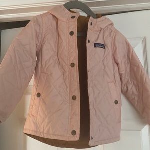 Patagonia pink jacket w snaps and a hood